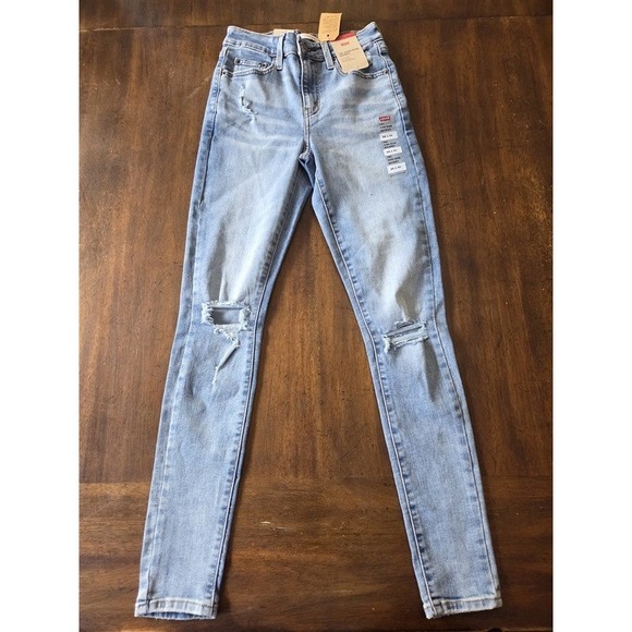 NWT Levis 26x30 High Rise Distressed Skinny Straight Leg 721 Jeans Denim 131180 - Picture 2 of 3